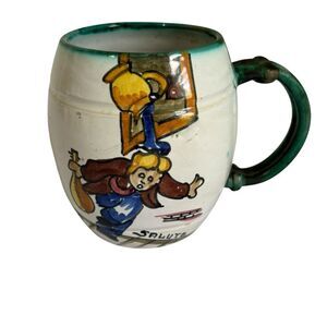 Vintage Italian Art Pottery Mug "Salute" Hand Painted Serenade Scene Italy 320